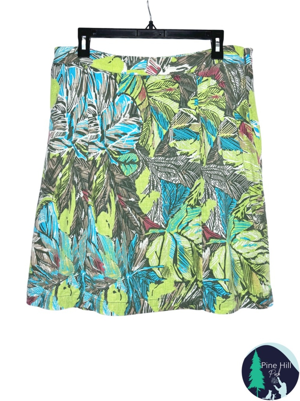 Christopher & Banks Petite Tropical Print Skirt Linen Blend 12P A-Line Pleated